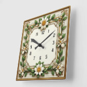 Art Deco Flower スクエア壁時計 (傾斜)