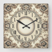 Art Deco Flower スクエア壁時計 (正面)