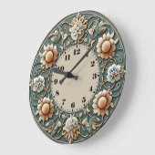 Art Deco Flower ラージ壁時計 (傾斜)