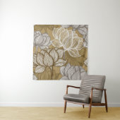 Art deco flower pattern. Flower gold line art. flo タペストリー (インサイチュ)