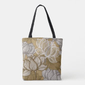 Art deco flower pattern. Flower gold line art. flo トートバッグ (裏面)