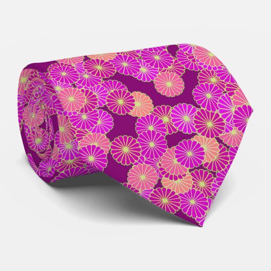 Art Deco flower pattern - shades of violet, coral ネクタイ (ロール)