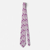 Art Deco flower pattern - white on purple ネクタイ (正面)
