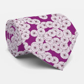 Art Deco flower pattern - white on purple ネクタイ (ロール)