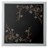 Art Deco Flowers On Black タイル (正面)