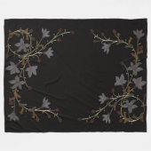 Art Deco Flowers On Black フリースブランケット (正面(横))