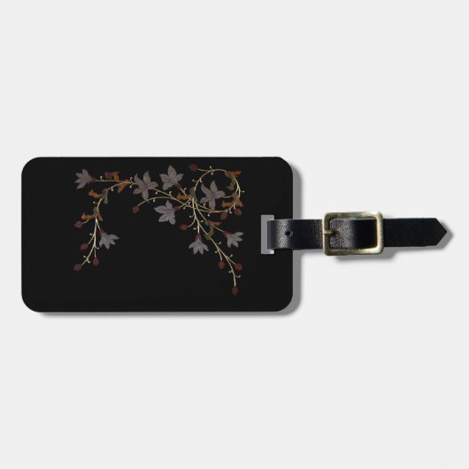 Art Deco Flowers On Black ラゲッジタグ (正面横)