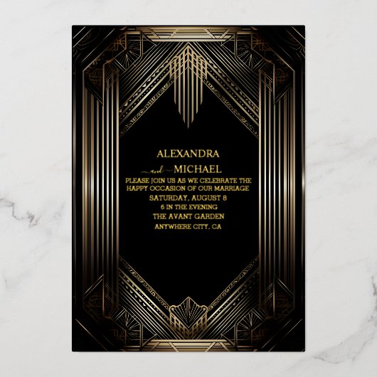 Art Deco Foil Invitation 箔招待状 (正面)
