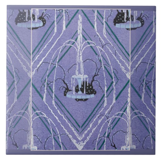 Art Deco Fountain In Blue タイル (正面)