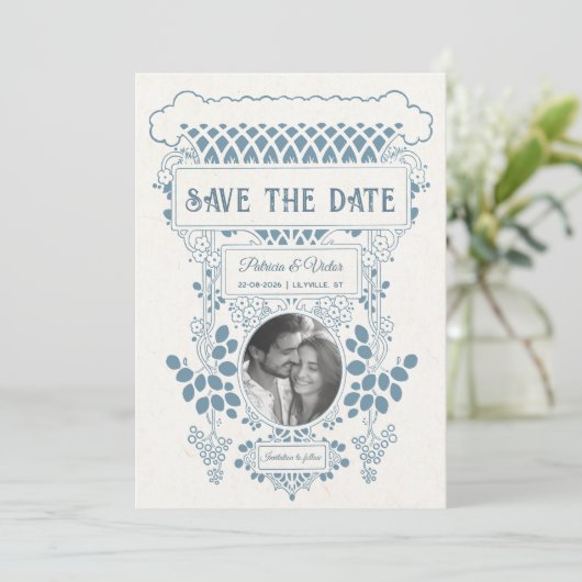Art Deco Frame save the Date セーブザデート (スタンド正面)