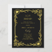 Art Deco Gatsby black 50th wedding invitation (正面)