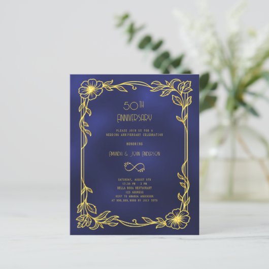 Art Deco Gatsby black 50th wedding invitation (スタンド正面)