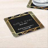Art Deco Gatsby Inspired Coasters for Wedding スクエアペーパーコースター (アングル)