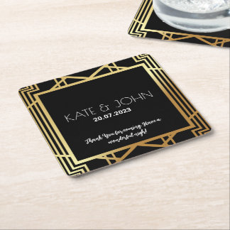 Art Deco Gatsby Inspired Coasters for Wedding  スクエアペーパーコースター