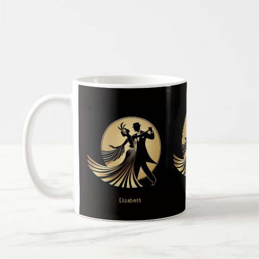 Art Deco Gatsby Roaring 20s Prohibition Gift Name コーヒーマグカップ (左)