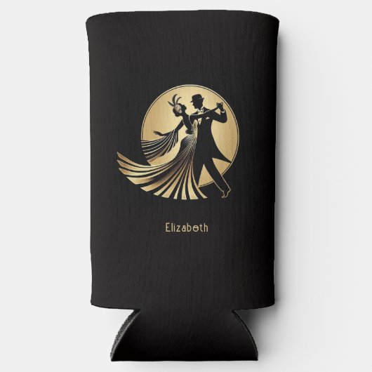 Art Deco Gatsby Roaring 20s Prohibition Gift Name スリム缶クーラー (正面)