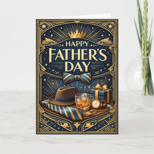 Art Deco Gentleman Luxury Fathers Day シーズンカード (正面)