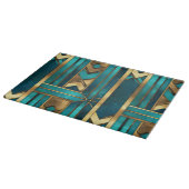 Art Deco Geometric Arrows, Gold and Turquoise カッティングボード (角)