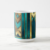 Art Deco Geometric Arrows, Gold and Turquoise コーヒーマグカップ (中央)