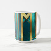 Art Deco Geometric Arrows, Gold and Turquoise コーヒーマグカップ (正面右)