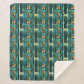 Art Deco Geometric Arrows, Gold and Turquoise シェルパブランケット (正面)