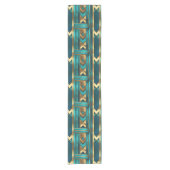Art Deco Geometric Arrows, Gold and Turquoise ショートテーブルランナー (正面)