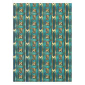 Art Deco Geometric Arrows, Gold and Turquoise テーブルクロス (正面)