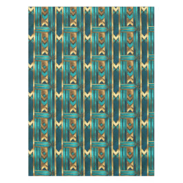 Art Deco Geometric Arrows, Gold and Turquoise テーブルクロス