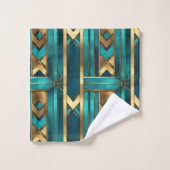 Art Deco Geometric Arrows, Gold and Turquoise バスタオルセット (ウォッシュタオル)
