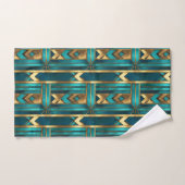 Art Deco Geometric Arrows, Gold and Turquoise バスタオルセット (ハンドタオル)