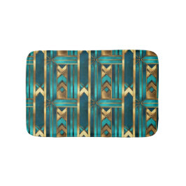 Art Deco Geometric Arrows, Gold and Turquoise バスマット