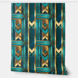 Art Deco Geometric Arrows, Gold and Turquoise 壁紙