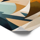 Art Deco Geometric Christmas Feathered Branches ポスター (角)