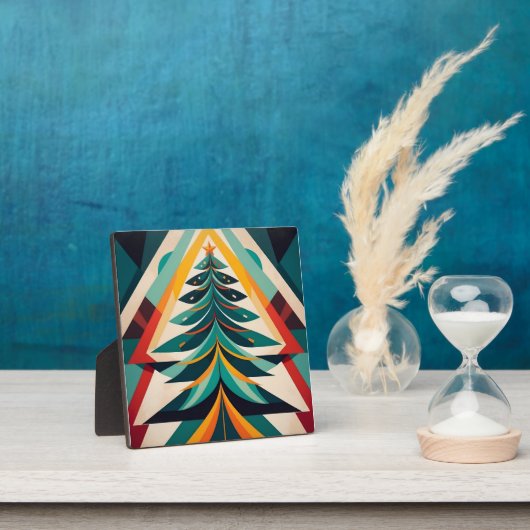 Art Deco Geometric Christmas Green Branches フォトプラーク (インサイチュ)