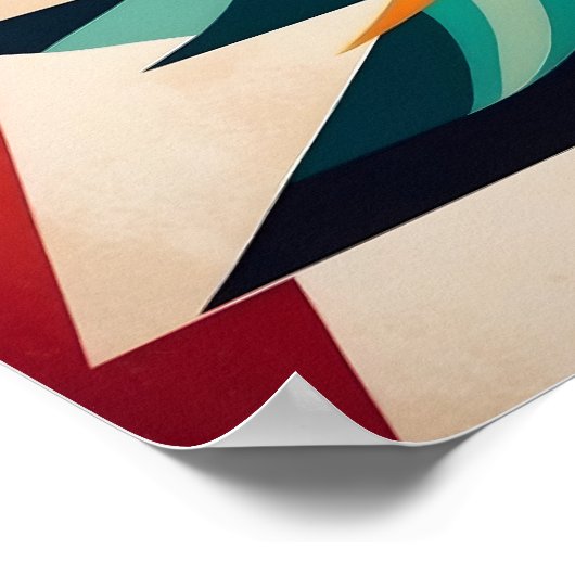 Art Deco Geometric Christmas Green Branches ポスター (角)