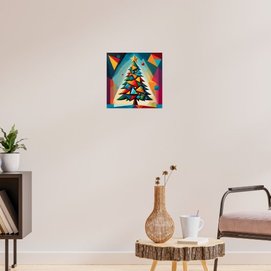 Art Deco Geometric Christmas Tree Multiple Triangl ポスター (リビング3)