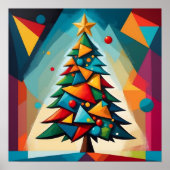 Art Deco Geometric Christmas Tree Multiple Triangl ポスター (正面)