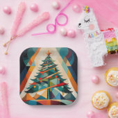 Art Deco Geometric Christmas Tree Triangle ペーパープレート (パーティー)