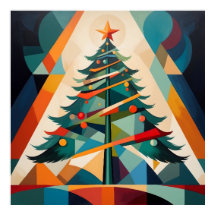 Art Deco Geometric Christmas Tree Triangle