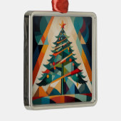 Art Deco Geometric Christmas Tree Triangle メタルオーナメント (右)