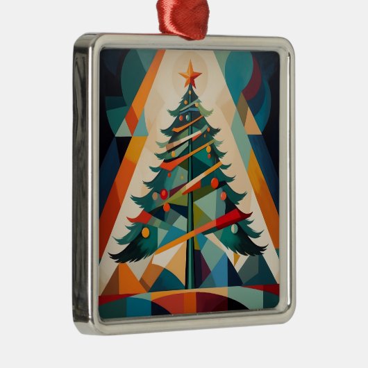 Art Deco Geometric Christmas Tree Triangle メタルオーナメント (右)
