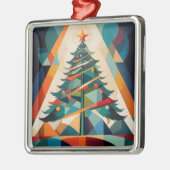Art Deco Geometric Christmas Tree Triangle メタルオーナメント (左)