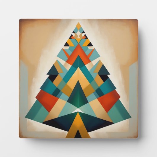 Art Deco Geometric Christmas Triangle Branches フォトプラーク (正面)