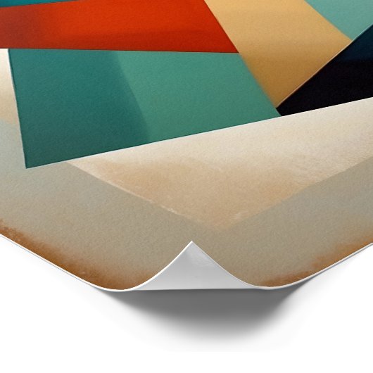 Art Deco Geometric Christmas Triangle Branches ポスター (角)