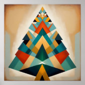 Art Deco Geometric Christmas Triangle Branches ポスター (正面)