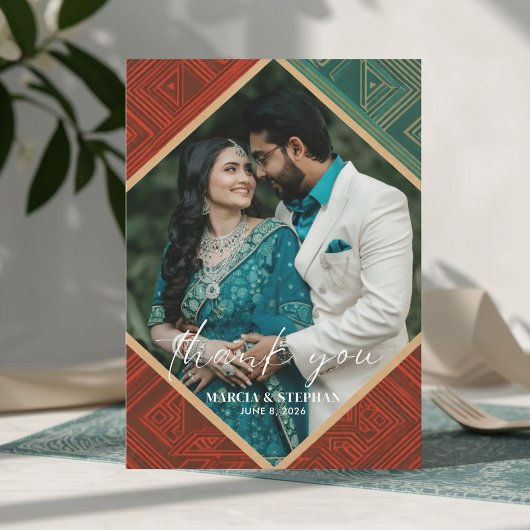 Art Deco Geometric Diamond Frame Thank You Card サンキューカード