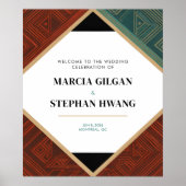 Art Deco Geometric Diamond Frame Welcome Sign ポスター (正面)