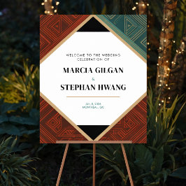 Art Deco Geometric Diamond Frame Welcome Sign ポスター