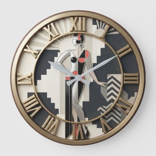 Art Deco Geometric Figure ラージ壁時計 (正面)