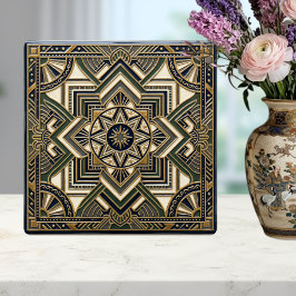 Art Deco Geometric Gold Green Blue Ceramic Tile タイル